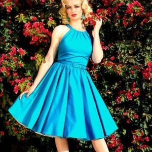 Pinup Couture Blue Teal Harley Dress Extra Small
